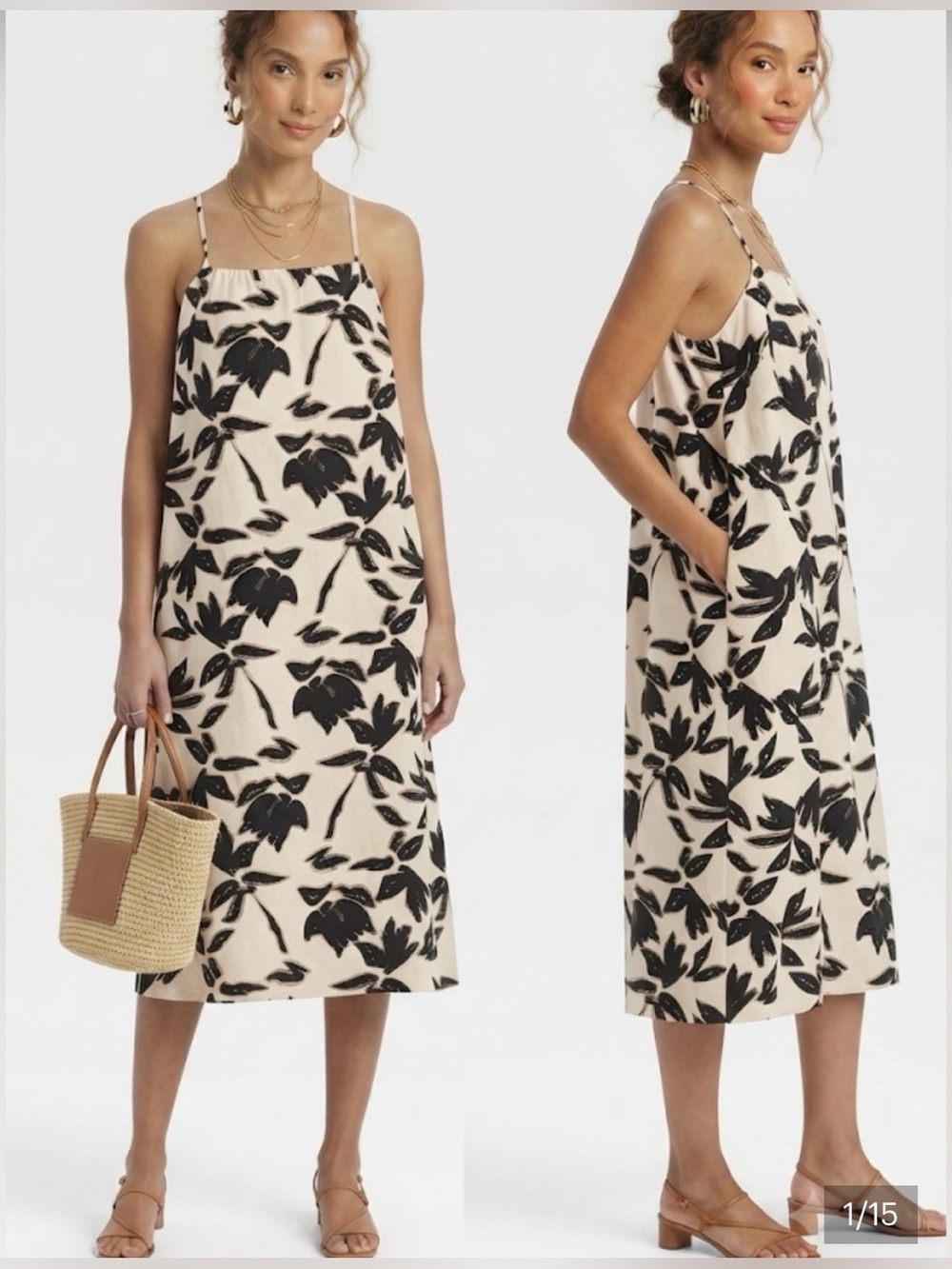 Coastal A New Day Floral
Linen Tank Dress Black Cream
Easy Midi M Effortless
